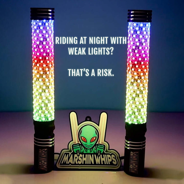 Marshin Whips RGB3 BIG MOE’S - 8”,1.5ft,2ft Magnetic Mount Off - Road Light - Rugged Terrain