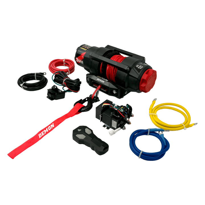 Heavy Duty 3500Lb Synthetic Rope Winch w/Wireless Remote - Rugged Terrain