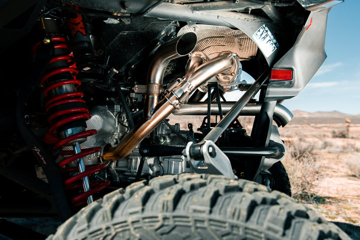 Trinity Racing Can - Am Maverick R Sidepiece Valved Head Pipe - Rugged Terrain
