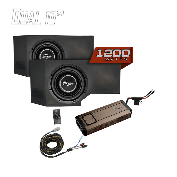 UTV Stereo Can - Am® Defender HD11 1200W Dual 10" Subwoofer Kit | UTVS - DEF2 - 1200 - 2 - GO - Rugged Terrain