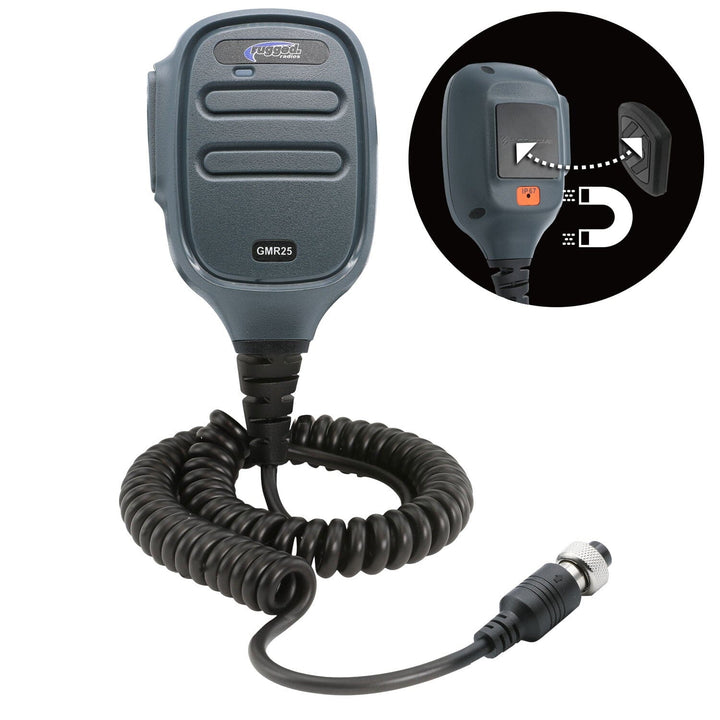 Rugged Radios Hand Mic for GMR25 Mobile Radio with Scosche MagicMount™ - Rugged Terrain