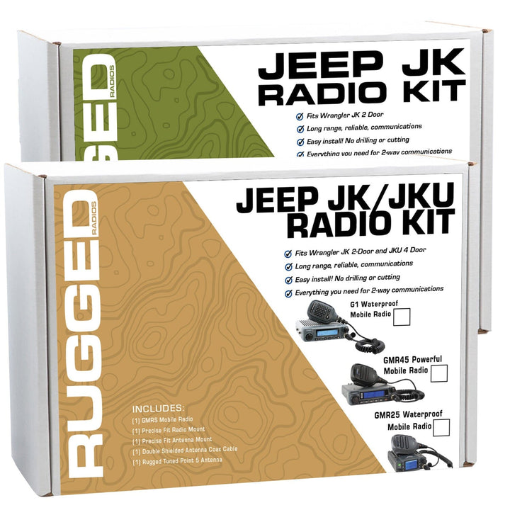 Rugged Radios Jeep Wrangler JK and JKU Two - Way GMRS Mobile Radio Kit - Rugged Terrain