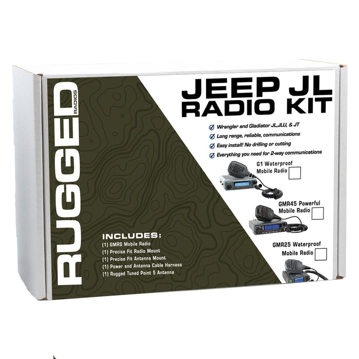 Rugged Radios Jeep Wrangler JL, JLU, and Gladiator JT Two - Way GMRS Mobile Radio Kit - Rugged Terrain
