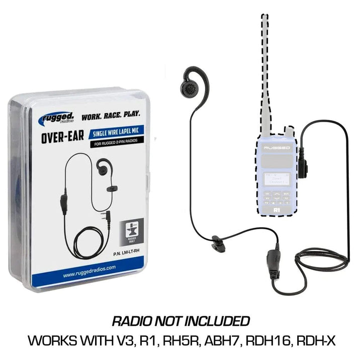 Rugged Radios Single Wire Ear Hook Lapel Mic for Rugged Handheld Radios - Rugged Terrain