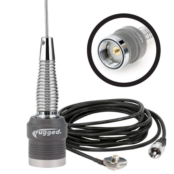 Rugged Radios VHF Antenna Kit with 1/2 Wave No Ground Plane (NGP) Antenna & NMO Mount - Rugged Terrain