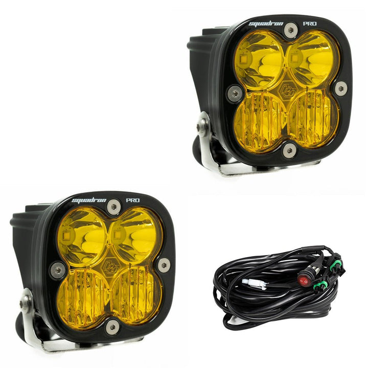 Squadron Pro Black LED Auxiliary Light Pod Pair Driving/Combo Amber - Rugged Terrain