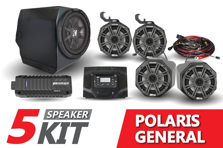 2016 - 2022 Polaris General Complete Kicker 5 - Speaker Plug - & - Play System - Rugged Terrain