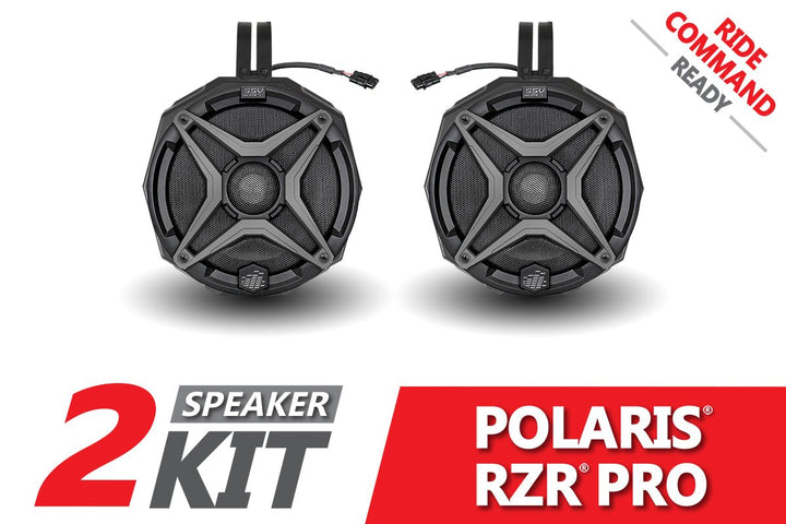 2021 - 2023 Polaris RZR Pro 6.5in Cage - Mount Plug - & - Play Speaker - Pods for Ride Command - Rugged Terrain