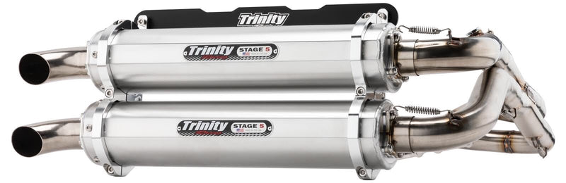 Trinity Racing Dual Full Exhaust System Polaris RZR RS1 Brushed 