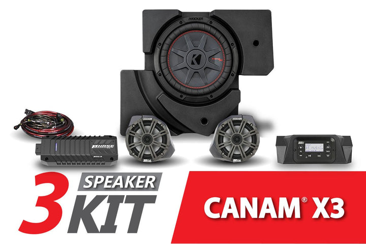 2017 - 2023 CanAm X3 Complete Kicker 3 - Speaker Plug - and - Play System - Rugged Terrain