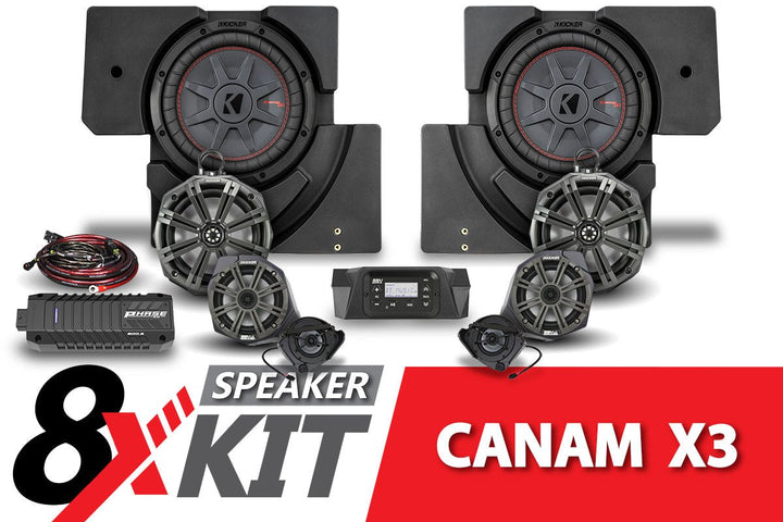 2017 - 2023 CanAm X3 Phase X Kicker 8 - Speaker Plug - and - Play System - Rugged Terrain