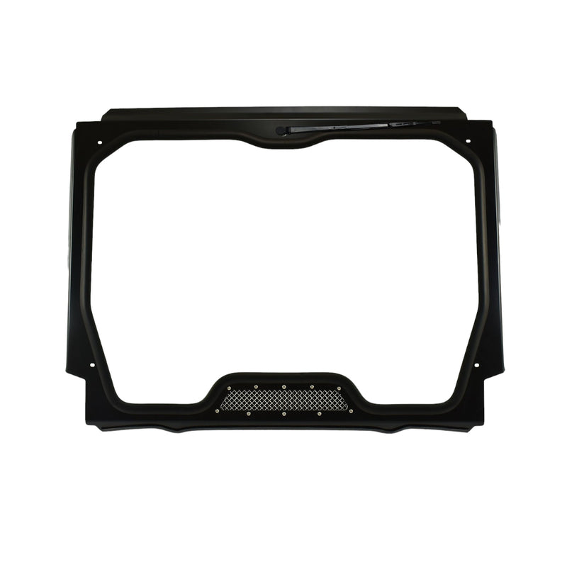 front view windshield black chrome