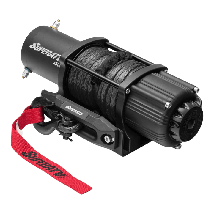 SuperATV Black Ops 4,500 lb. UTV / ATV Winch for With Wireless Remote & Synthetic Rope - Rugged Terrain