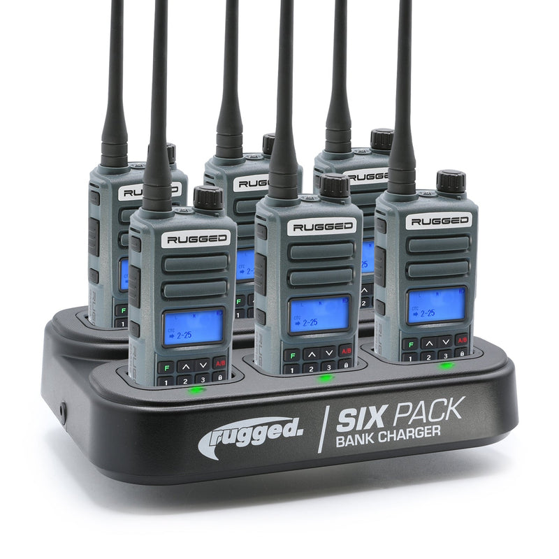 GMRS Handheld Radio and 6-Pack Bank Charger Bundle