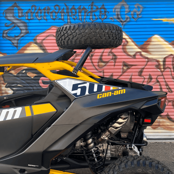 Factory UTV Can - Am Maverick R Above The Roof Dual Clamp Spare Tire Mount - Rugged Terrain
