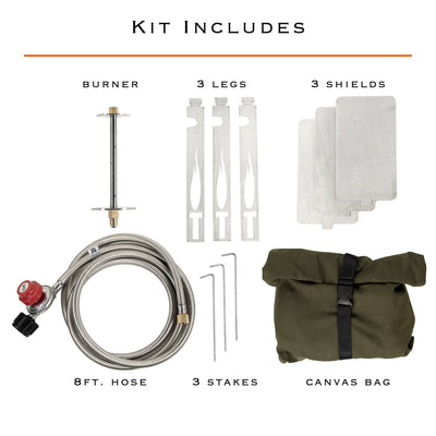 Tripod Torch Compact Portable Propane Campfire Kit - Rugged Terrain