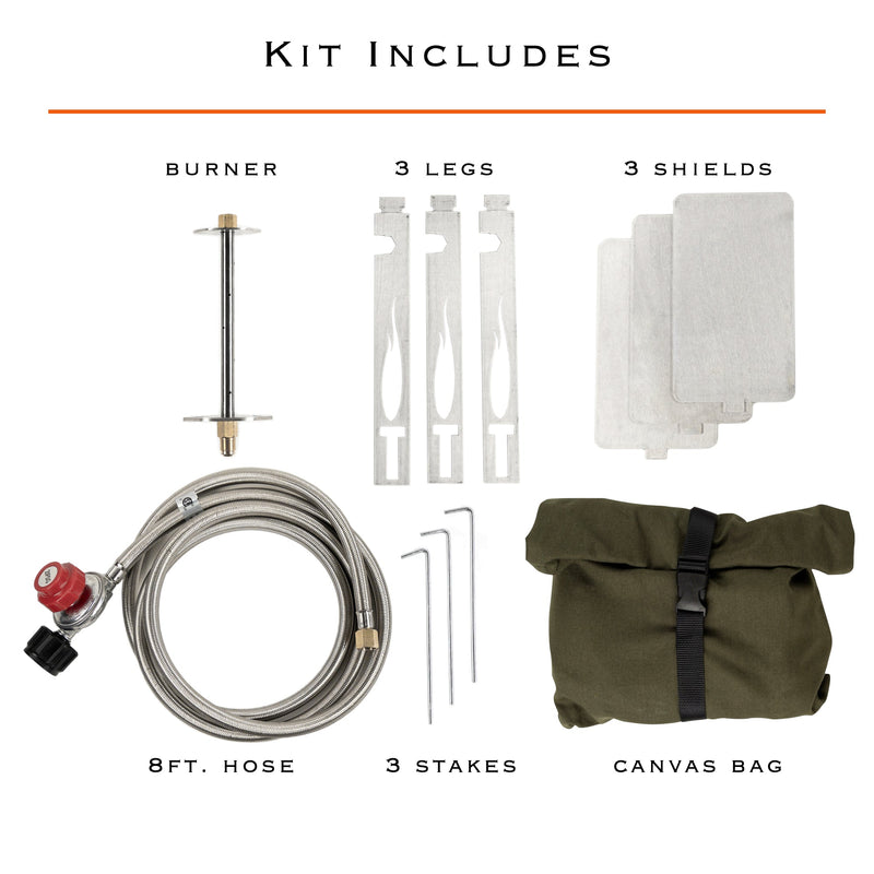 Tripod Torch Compact Portable Propane Campfire Kit - Rugged Terrain