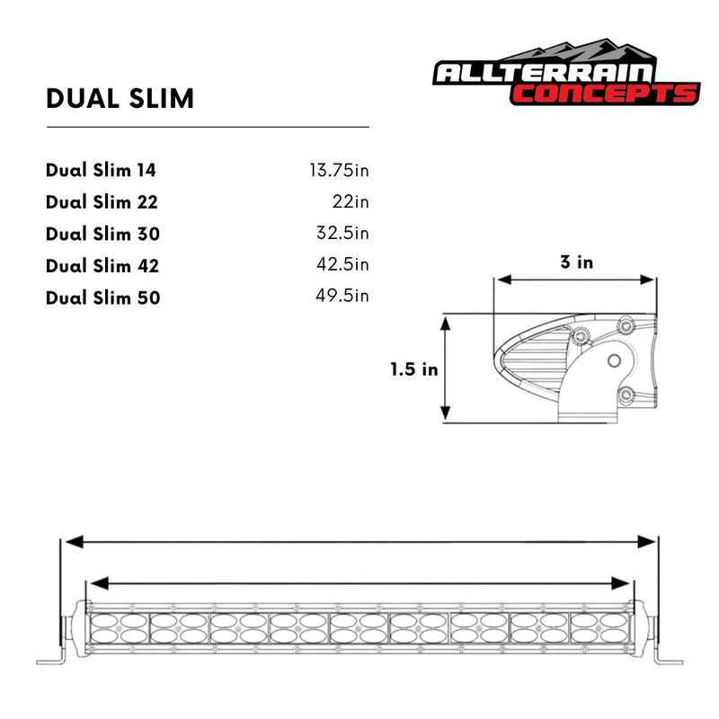 ATC DUAL SLIM SERIES Light Bars - Rugged Terrain