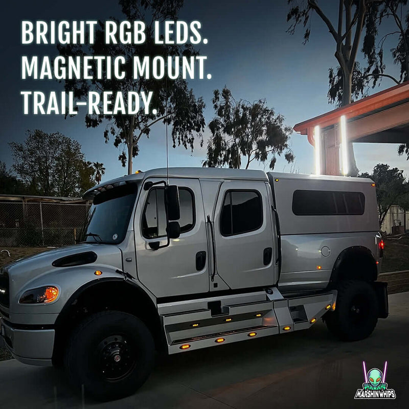 Marshin Whips RGB3 BIG MOE’S - 8”,1.5ft,2ft Magnetic Mount Off - Road Light - Rugged Terrain