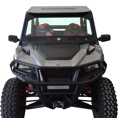 front view installed Moto Armor Glass Windshield on Polaris General 1000 XP
