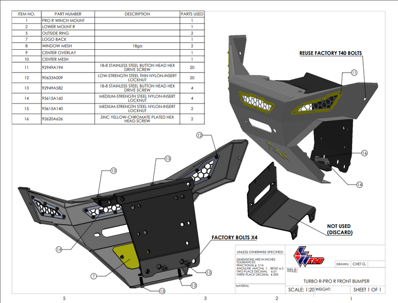 L&W Fab Front Winch Bumper For Polaris RZR Pro R & Turbo R