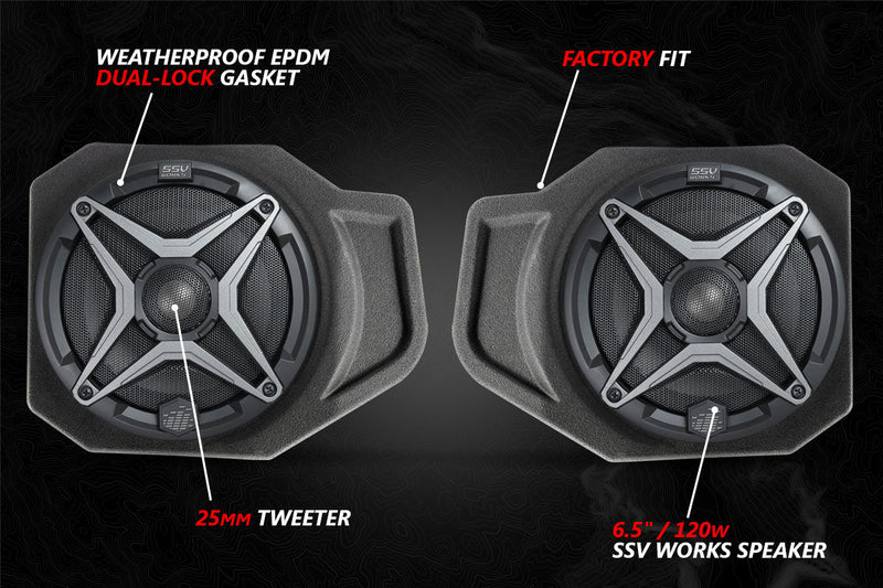 2018 - 2024 Polaris Ranger XP1000 A - Spec SSV Works 5 - Speaker Audio System w/JVC - Rugged Terrain