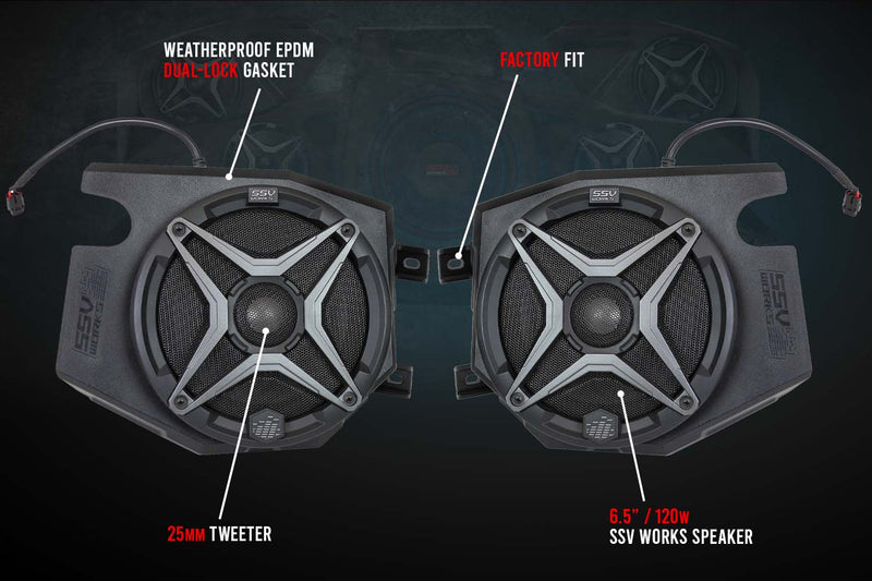 2014 - 2023 Polaris RZR Front Kick 6.5" Speaker Pods - Rugged Terrain