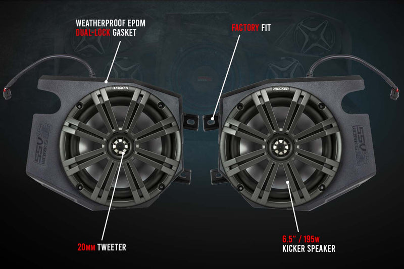 2014 - 2023 Polaris RZR Front Kick 6.5" Speaker Pods - Rugged Terrain