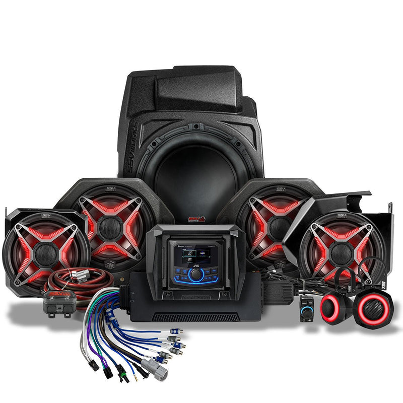 2025 - 2026 Polaris® RZR Pro R / Pro S / Pro XP Phase - 5 V - Spec 7 - Speaker Plug - & - Play Kit w/JVC Radio - Rugged Terrain