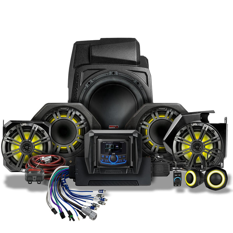 2025 - 2026 Polaris® RZR Pro R / Pro S / Pro XP Phase - 6 K - Spec 7 - Speaker Plug - & - Play Kit w/JVC Radio - Rugged Terrain