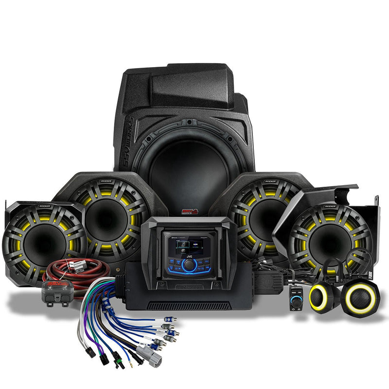 2025 - 2026 Polaris® RZR Pro R / Pro S / Pro XP Phase - 7 K - Spec 7 - Speaker Plug - & - Play Kit w/JVC Radio - Rugged Terrain
