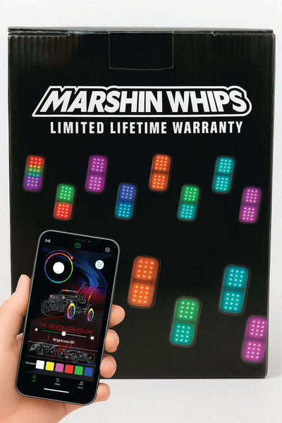Marshin Whips Rosewell X - 2 Billet RV Rock lights x16 - Rugged Terrain