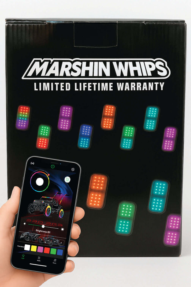Marshin Whips Rosewell X - 2 Billet RV Rock lights x16 - Rugged Terrain