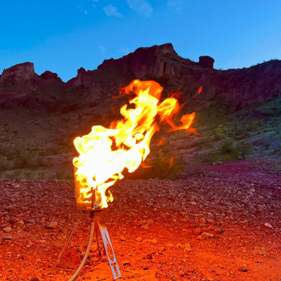 Tripod Torch Compact Portable Propane Campfire Kit - Rugged Terrain