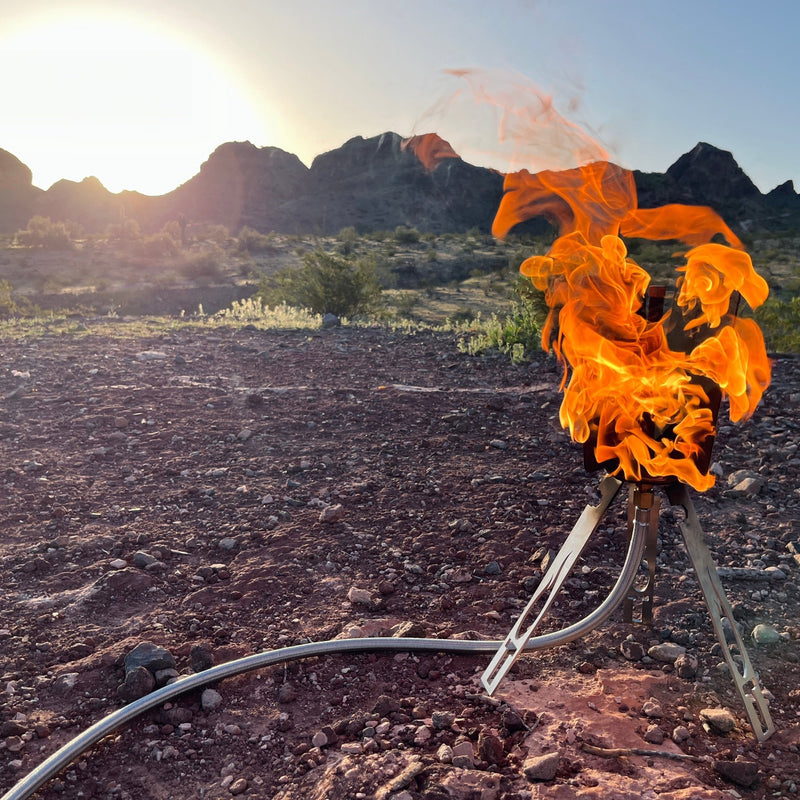 Tripod Torch Compact Portable Propane Campfire Kit - Rugged Terrain