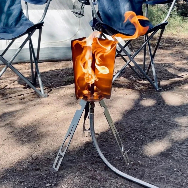 Tripod Torch Compact Portable Propane Campfire Kit - Rugged Terrain
