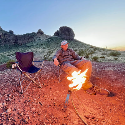Tripod Torch Compact Portable Propane Campfire Kit - Rugged Terrain