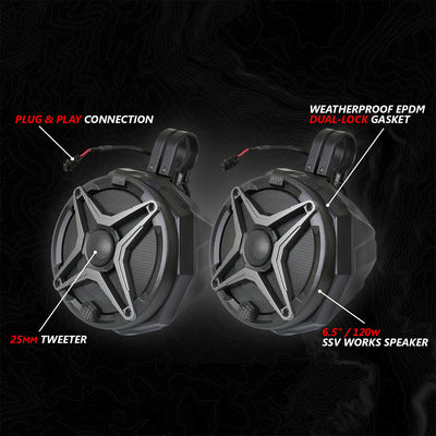 2024 - 2026 Can - Am® Maverick R, Phase - 4 A - Spec 800watt 5 - Speaker System - Rugged Terrain