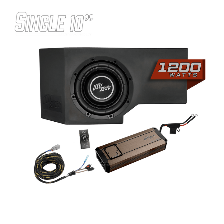 UTV Stereo Can - Am® Defender HD11 1200W Single 10" Subwoofer Kit | UTVS - DEF2 - 1200 - 1 - GO - Rugged Terrain