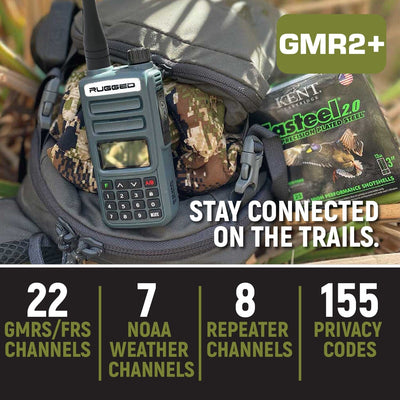 2 PACK - Rugged GMR2 PLUS GMRS and FRS Two Way Handheld Radios - Grey