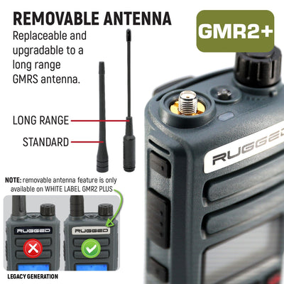 2 PACK - Rugged GMR2 PLUS GMRS and FRS Two Way Handheld Radios - Grey