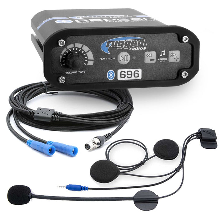 Rugged Radios 2 Person - RRP696 Gen1 Bluetooth Intercom with Super Sport Cables and Helmet Kits - Rugged Terrain