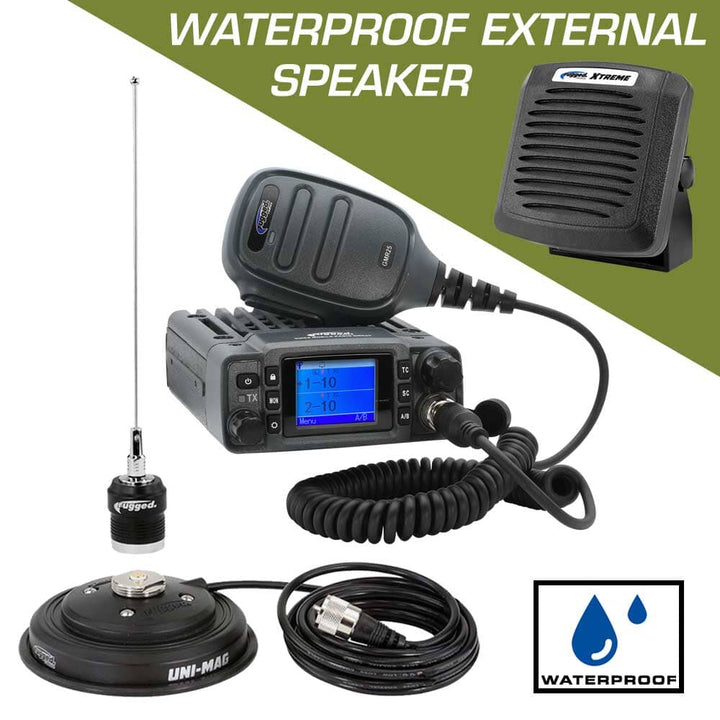 Rugged Radios Adventure Radio Kit - GMR25 Waterproof GMRS Mobile Radio Kit and External Speaker - Rugged Terrain