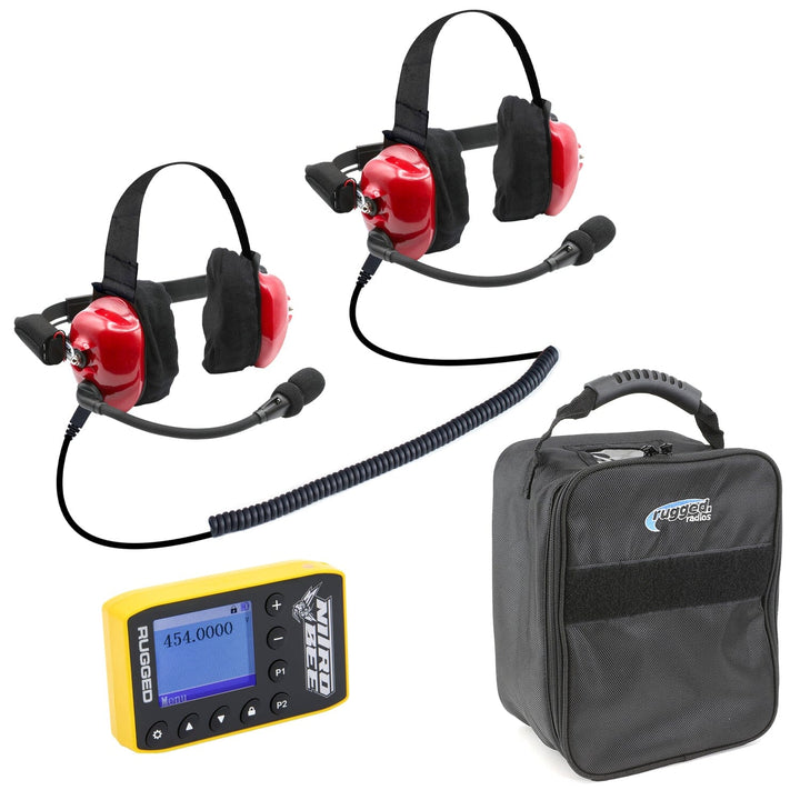 Rugged Radios BUNDLE - H80 Track Talk Linkable Intercom Headset with NITRO BEE XTREME UHF Race Receiver and Carry Bag - Rugged Terrain