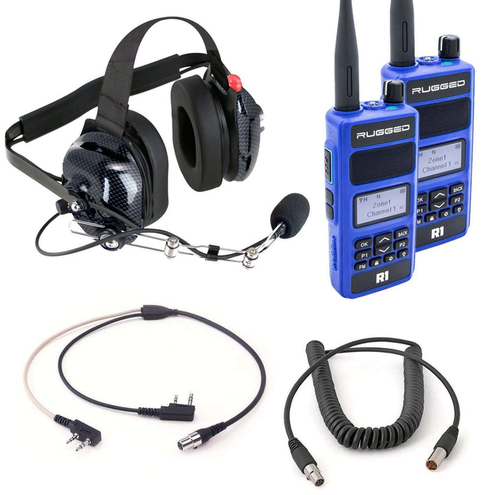 Rugged Radios Bundle - DUAL RADIO Spotter Headset Kit with H42 Headset and Rugged R1 Handheld Radios - Rugged Terrain