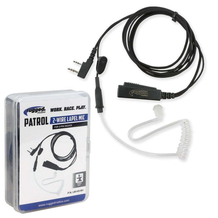 Rugged Radios 2 - Wire Lapel Mic with Acoustic Ear Tube for Rugged Handheld Radios - Rugged Terrain