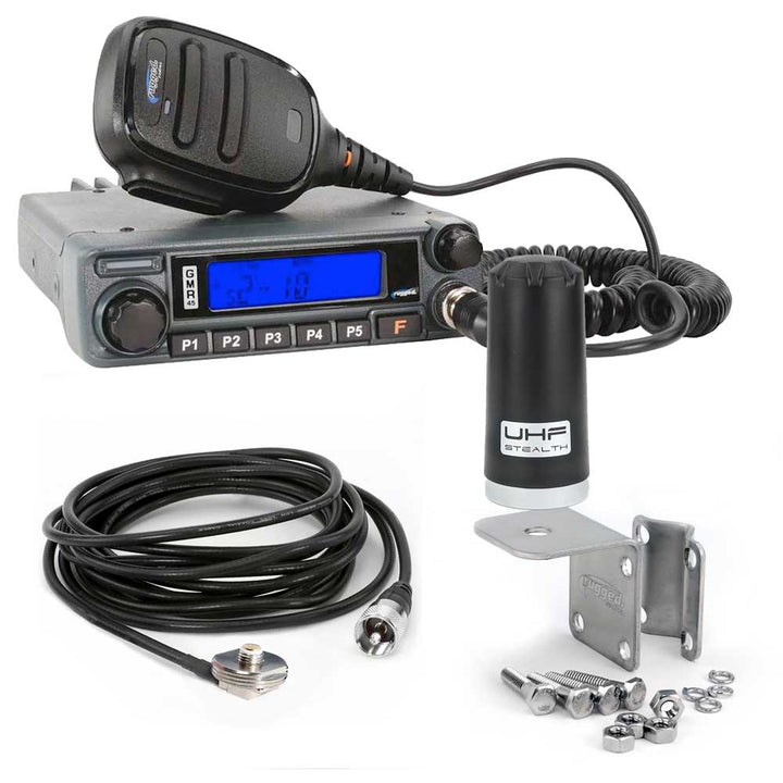 Rugged Radios Radio Kit Lite - GMR45 GMRS Band Mobile Radio with Stealth Antenna - Rugged Terrain