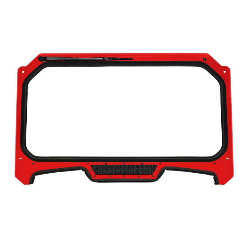 front view windshield red black steel