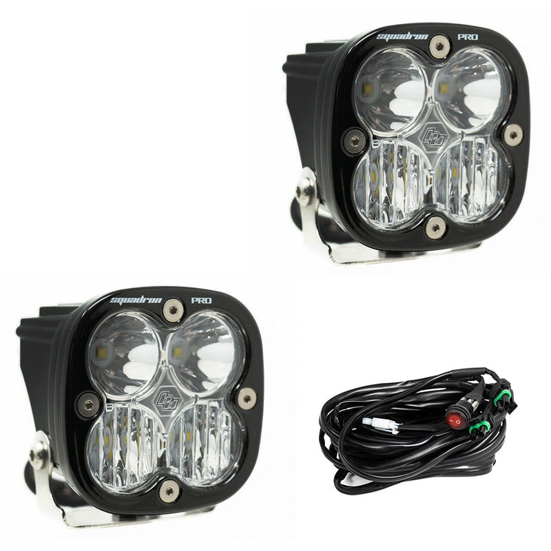 Squadron Pro Black LED Auxiliary Light Pod Pair Driving/Combo Clear