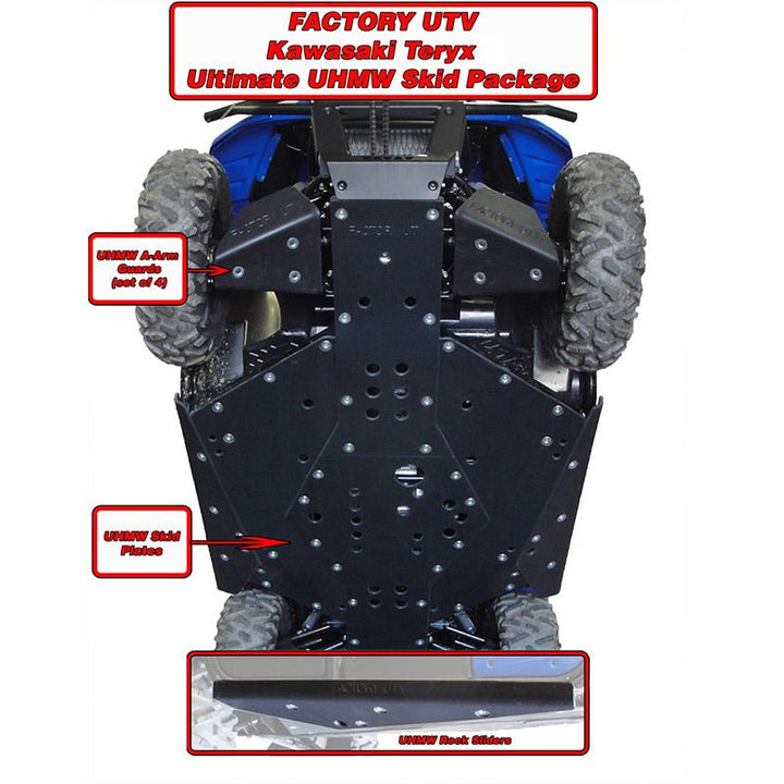 Factory UTV Kawasaki Teryx & Teryx 4 UHMW Ultimate Skid Package - Rugged Terrain